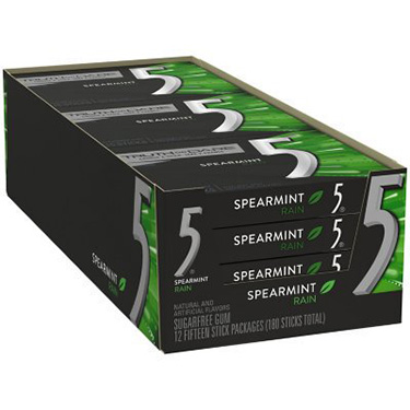 5 Gum Spearmint Rain 15ct 12pk